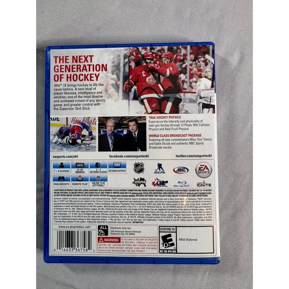NHL 15 Sony PS4 PlayStation 4 Complete CIB Tested EA Sports Hockey Game